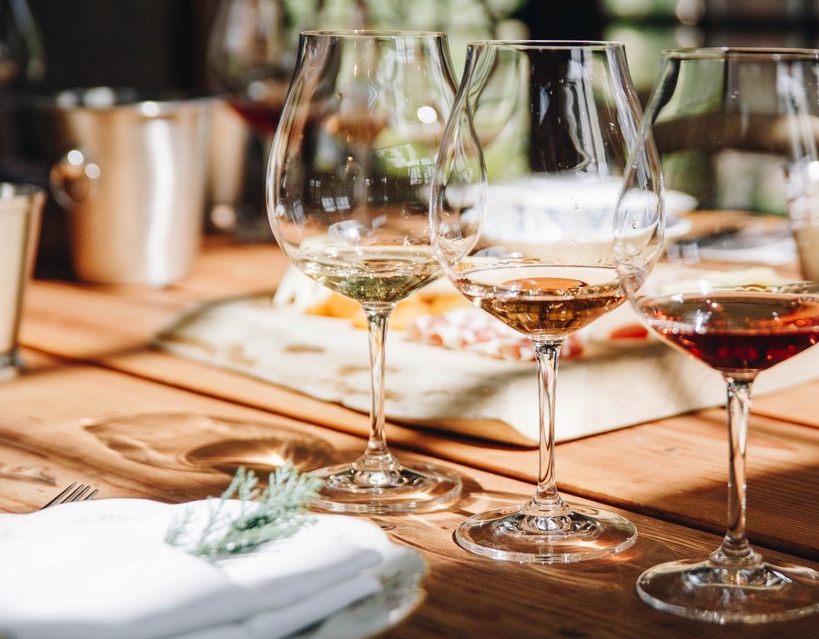 Wine glasses on the table